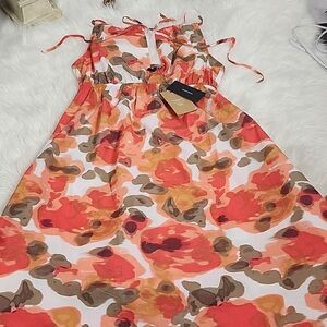 NWT Vero Moda Size L Peach & Coral Sun Dress Gardenia/Jolly